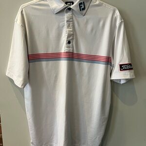 FootJoy Men's White and Pink Golf Shirt